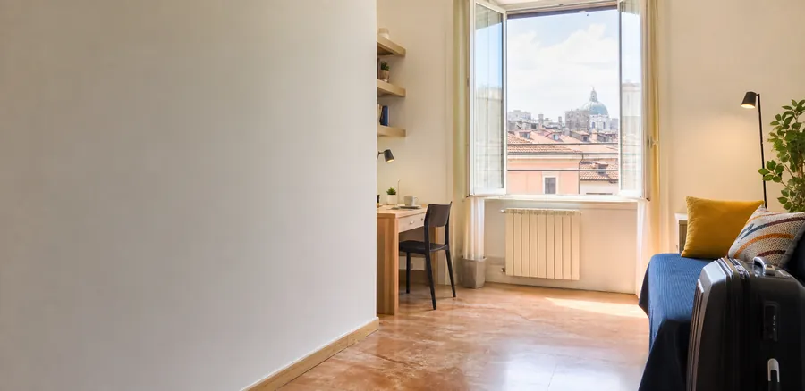 Bright student accommodation interior in an Italian city